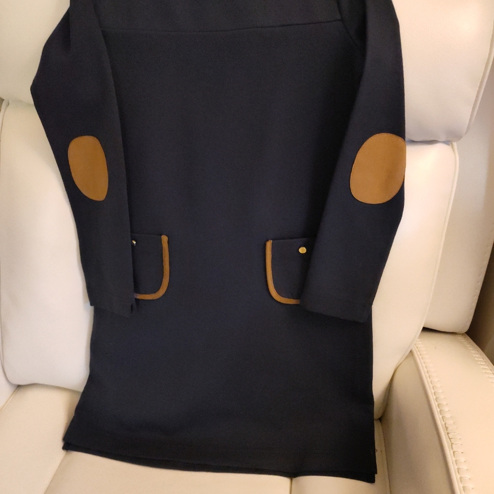 Navy Blue Kids Formal Dress with Tan Accents